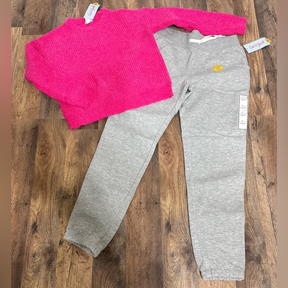 Bundle of Cat & Jack Pink Cozy Sweater and Gray Joggers Size L (10/12) Girl, NWT - Picture 1 of 8
